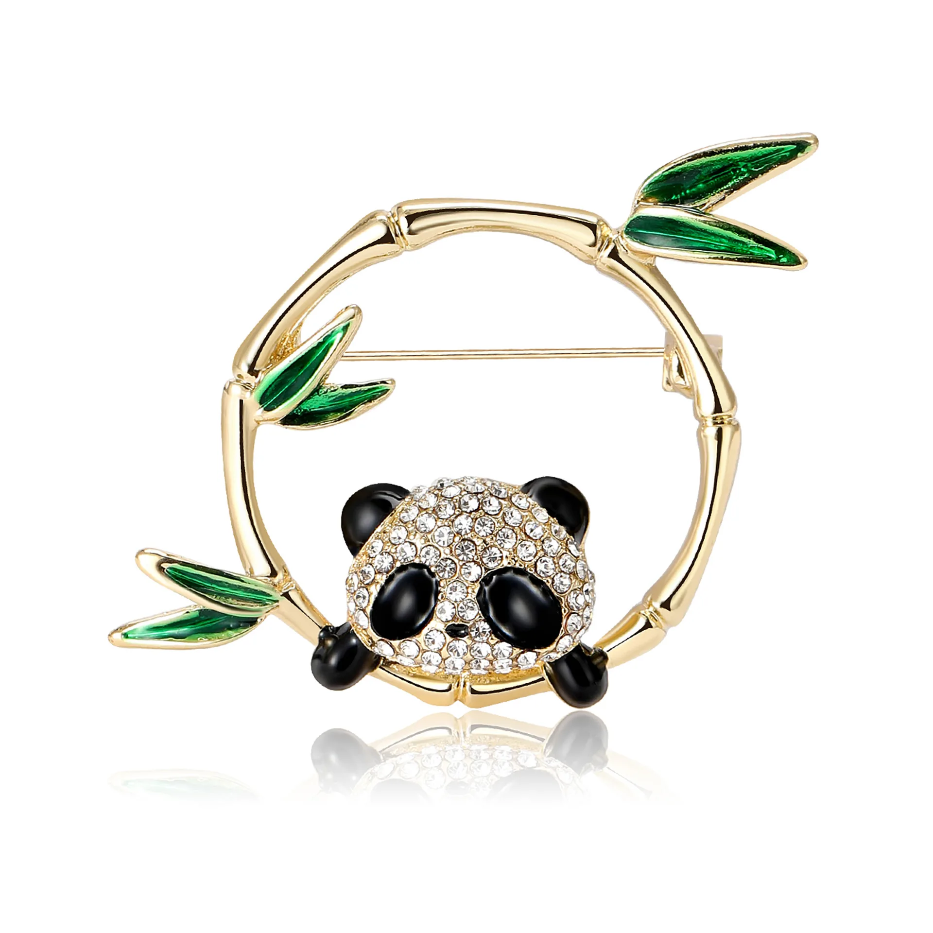 

Rhinestone Bamboo Panda Brooch Women's Neutral Enamel Animal Pin Casual Party Backpack Gift Daily Jewelry Gift