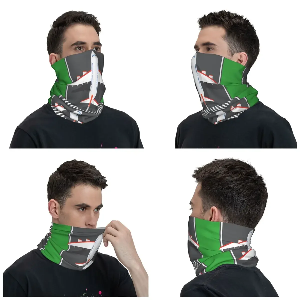 Aviation Airplane Plane Airport Runway Bandana Neck Warmer Men Women Winter Ski Tube Scarf Gaiter Pilot Aviator Face Cover