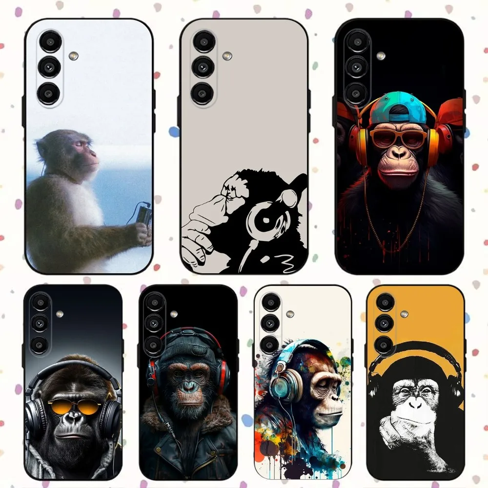 

Monkey Music Meme Phone Case For Samsung S24,S21,S22,S23,S30,Ultra,S20,Plus,Fe,Lite,Note,10,9,5G Black Soft Cover
