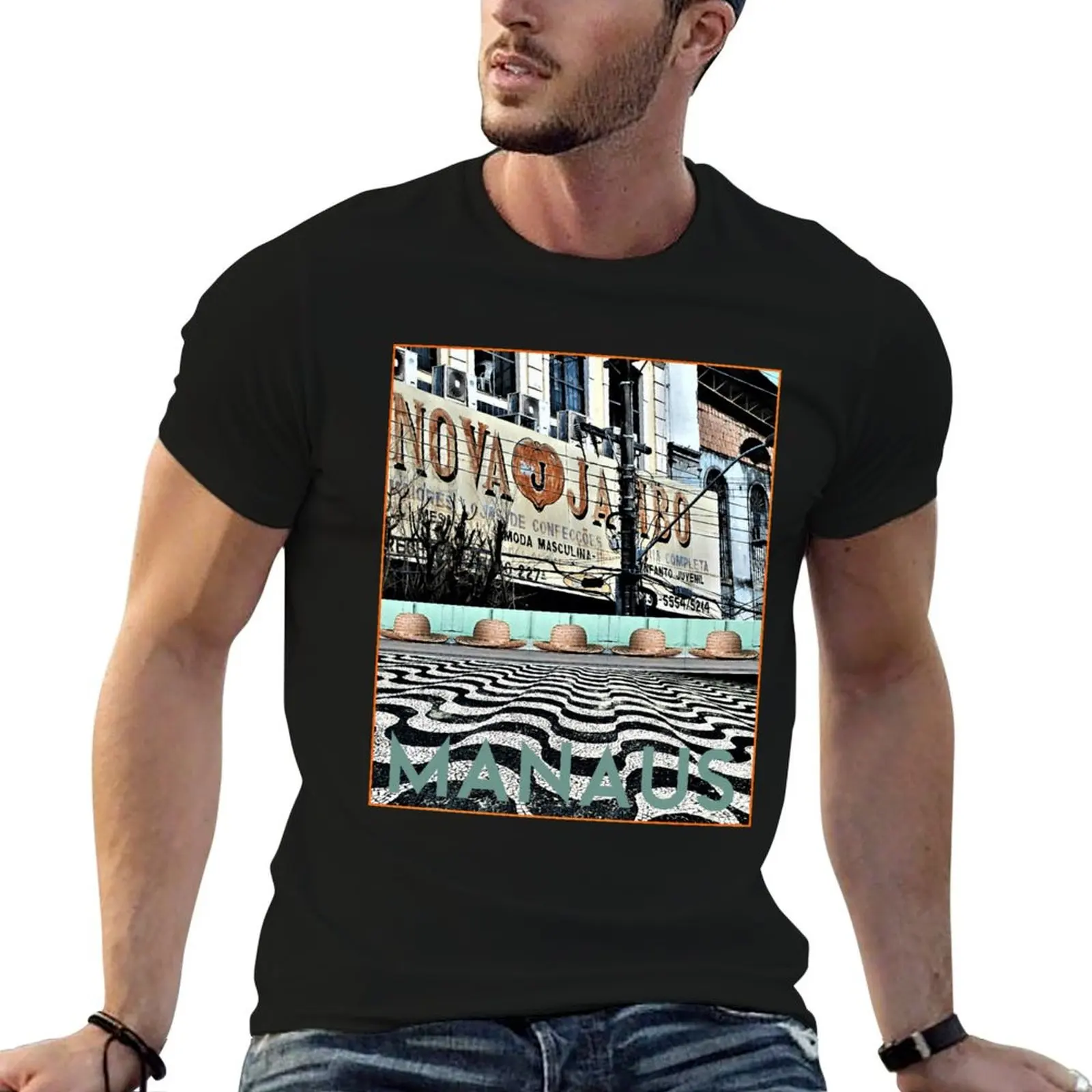 Camiseta de algodão masculina MANAUS, Brasil, camiseta macia de algodão para homem