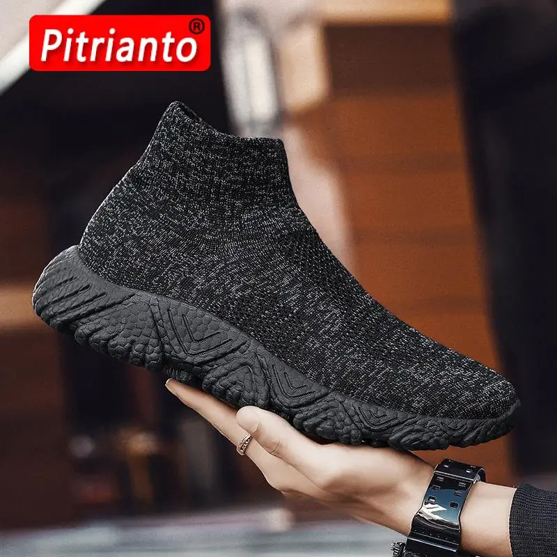 2021 Hot Sale Men High Top Mesh Casual Shoes Women Breathable Socks Shoes Outdoor Fashion Camouflage Bottom Sneakers Size 35-47