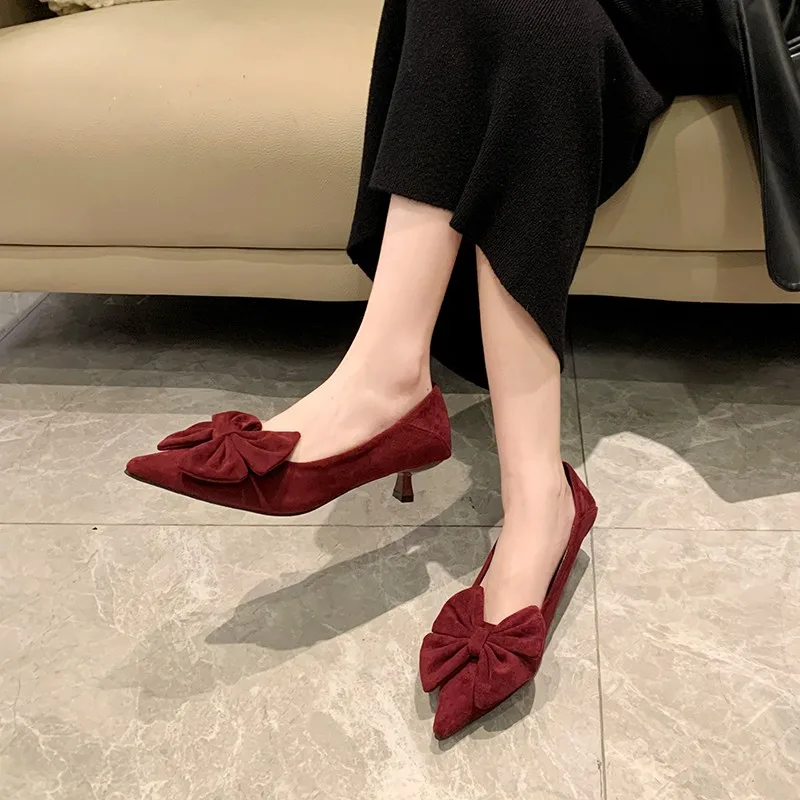 High Heels Women's Pumps Party Dress Shoes Sexy Thin High Heels Female Bow Tie Party Wedding Shoes for Women Zapatos De Mujer