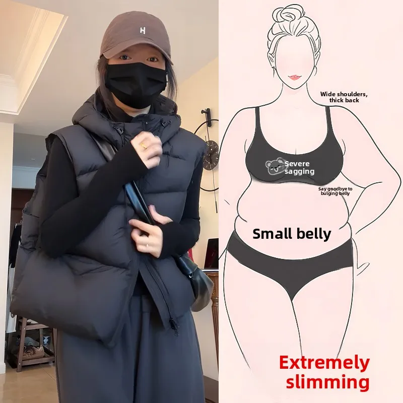 

Loose Commuter Women's Cotton Vest Short Korean Style plus Size Outerwear Design Sensation Casual round Neck Zipper Closure