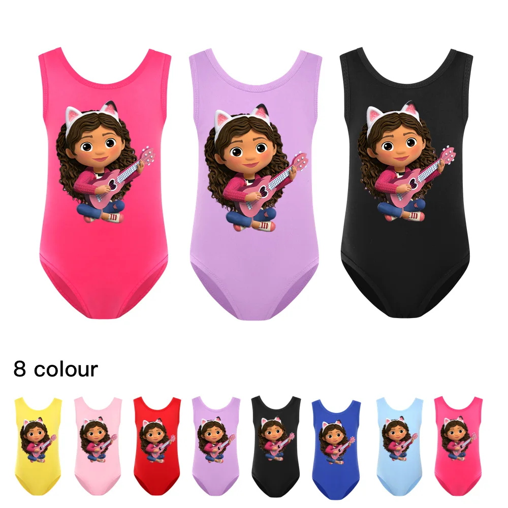 Trajes de baño Gabbys Doolhouse para niñas, traje de baño de verano para niños, traje de baño de una pieza, traje de baño de dibujos animados para niños, traje de baño de playa con diseño de gato Gabbys