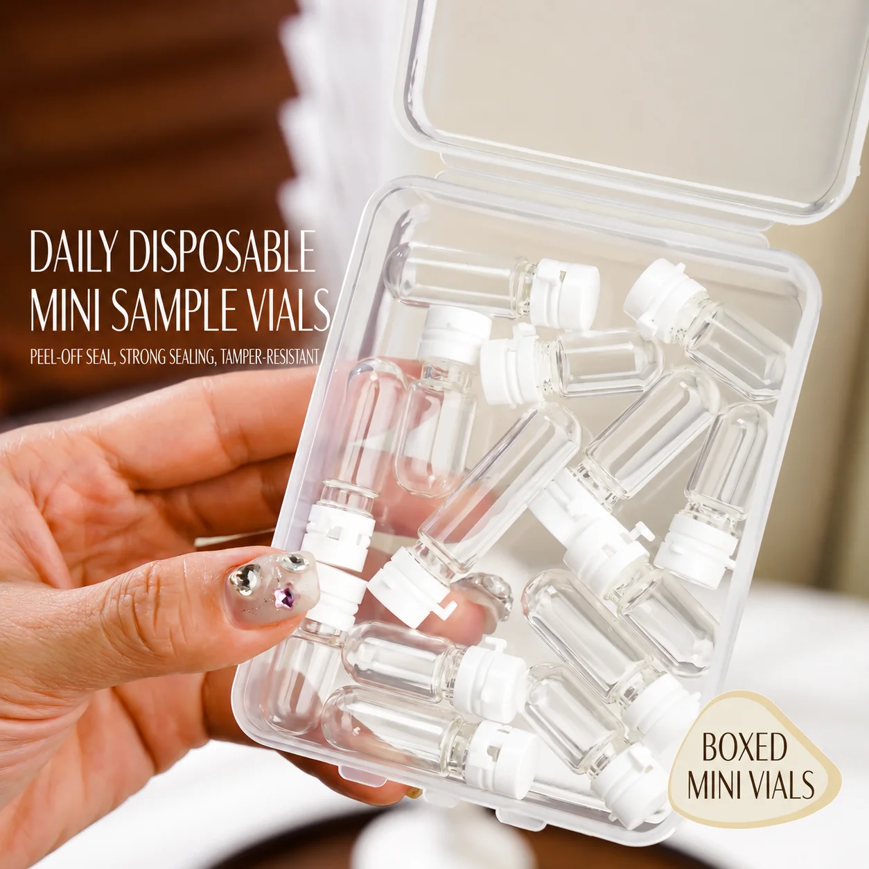 Serum Refill Bottle Mini Glass Decanting Bottle Cleansing Oil Bottle Pull-Tab For Travel Storage Sample Storage Travel Organizer