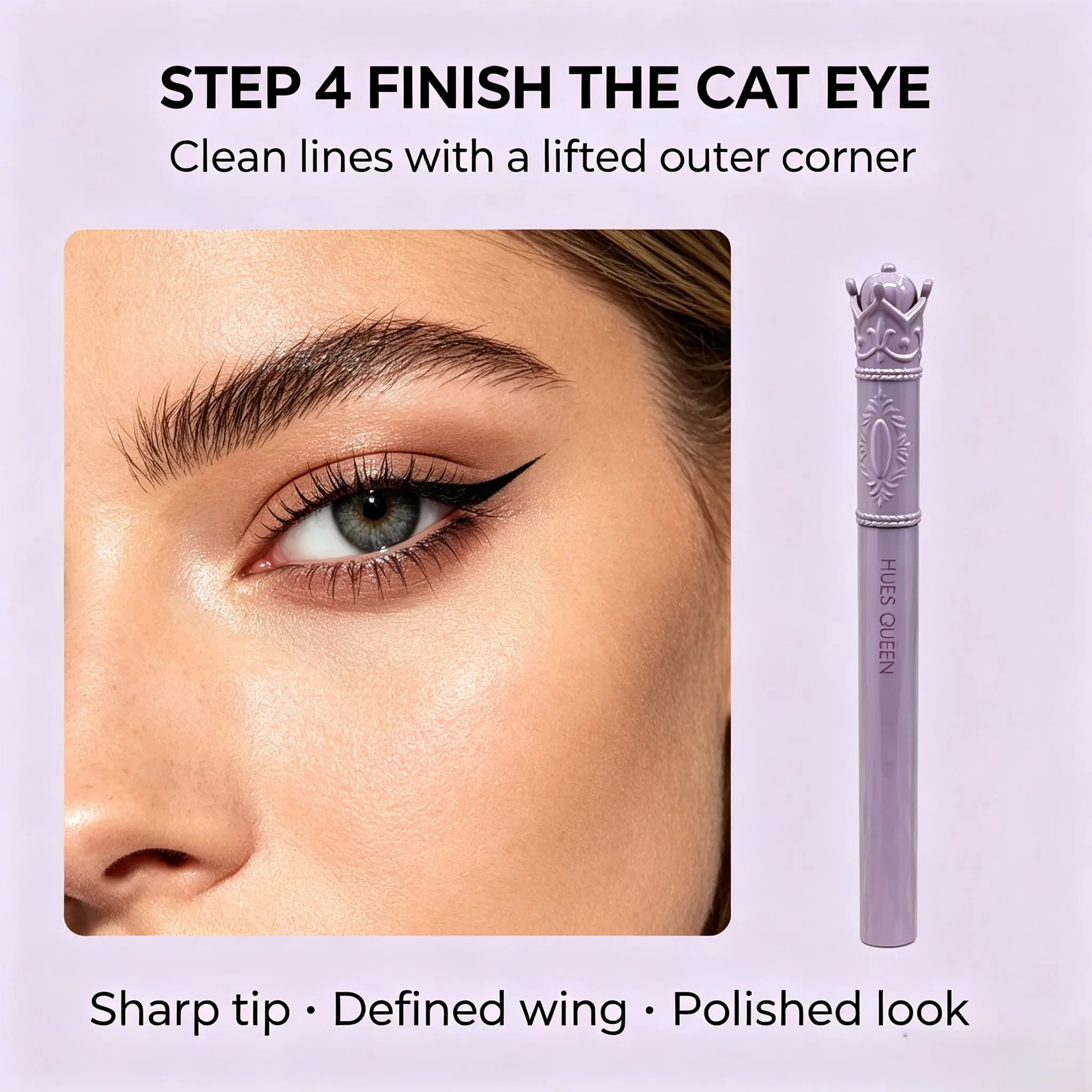 Crown Liquid Eyeliner Ultra Fine Tip Waterproof Smudge‑Proof Long Lasting Black Eyeliner Pen for Daily Eye Makeup