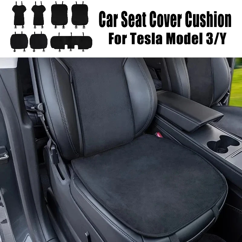 

Для Tesla Model Y/3/3 + дышащий фланелевой чехол на сиденье, подушка для спины, устойчивые к поту коврики на четыре сезона, коврик для сиденья, автомобильные аксессуары, 7 шт.
