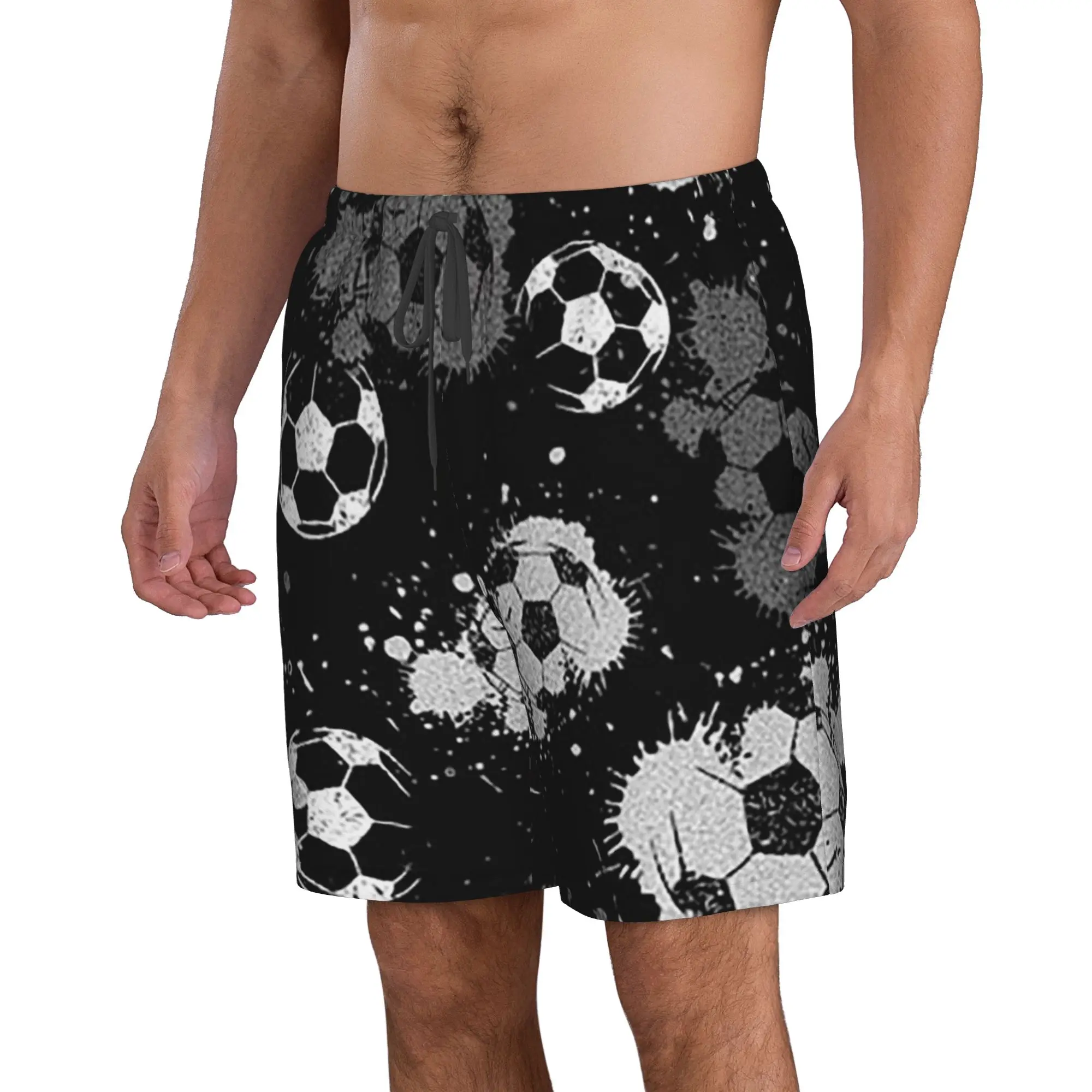 Splash Ink Football Pattern Trunks Beach Board Shorts Casual Quick Dry Swimming Summer Men Pants