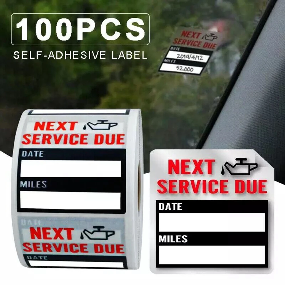 100pcs Oil Change Maintenance Service Reminder Stickers Adhesive Window Labels Car Sticker 