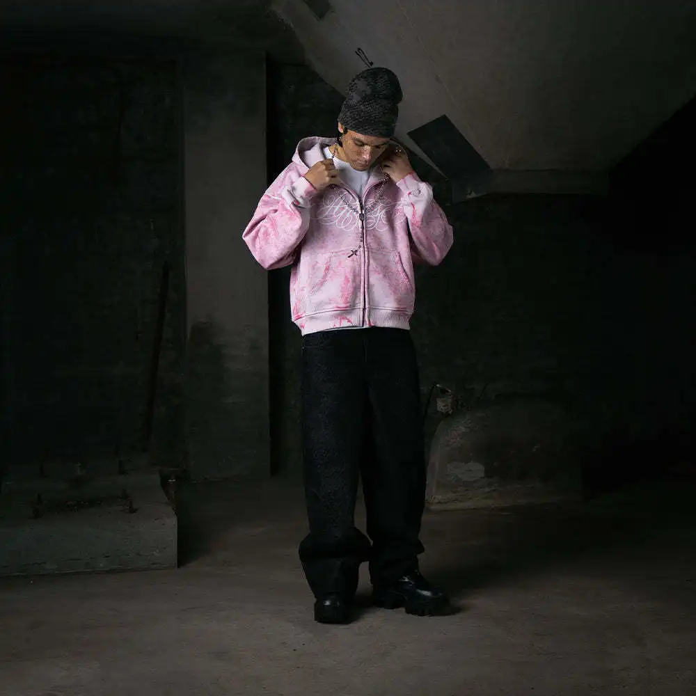 

2025 American Retro New Fashion Street Striped Letter Printed Zipper Hoodie Long Sleeved Sweatshirt Men and Women Sports Top