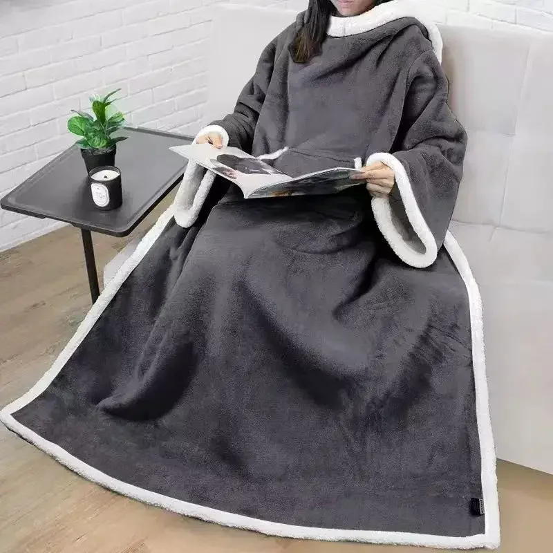 Lamb velvet TV blanket home lazy blanket multifunctional wearable sleeve blanket couple style