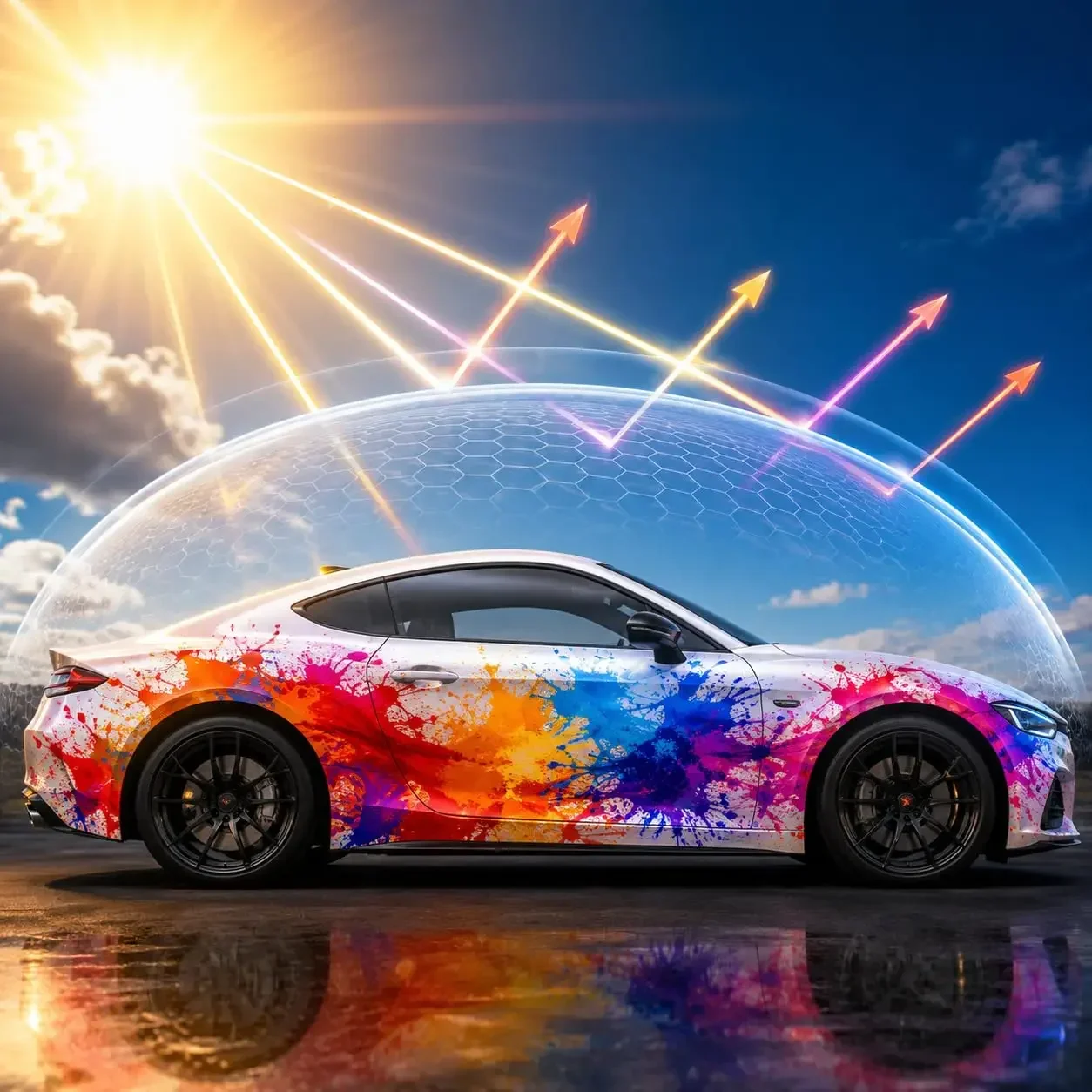 2pcs Colorful Paint Splash Car Wrap Vinyl Sticker Decal