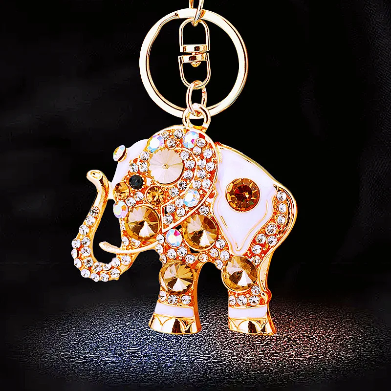 Bling Rhinestone Cute Elephant Keychain Key Ring Handbag Charm Pendant Gift Key Chain Handbag Pendant Car Ring Charm Jewelry