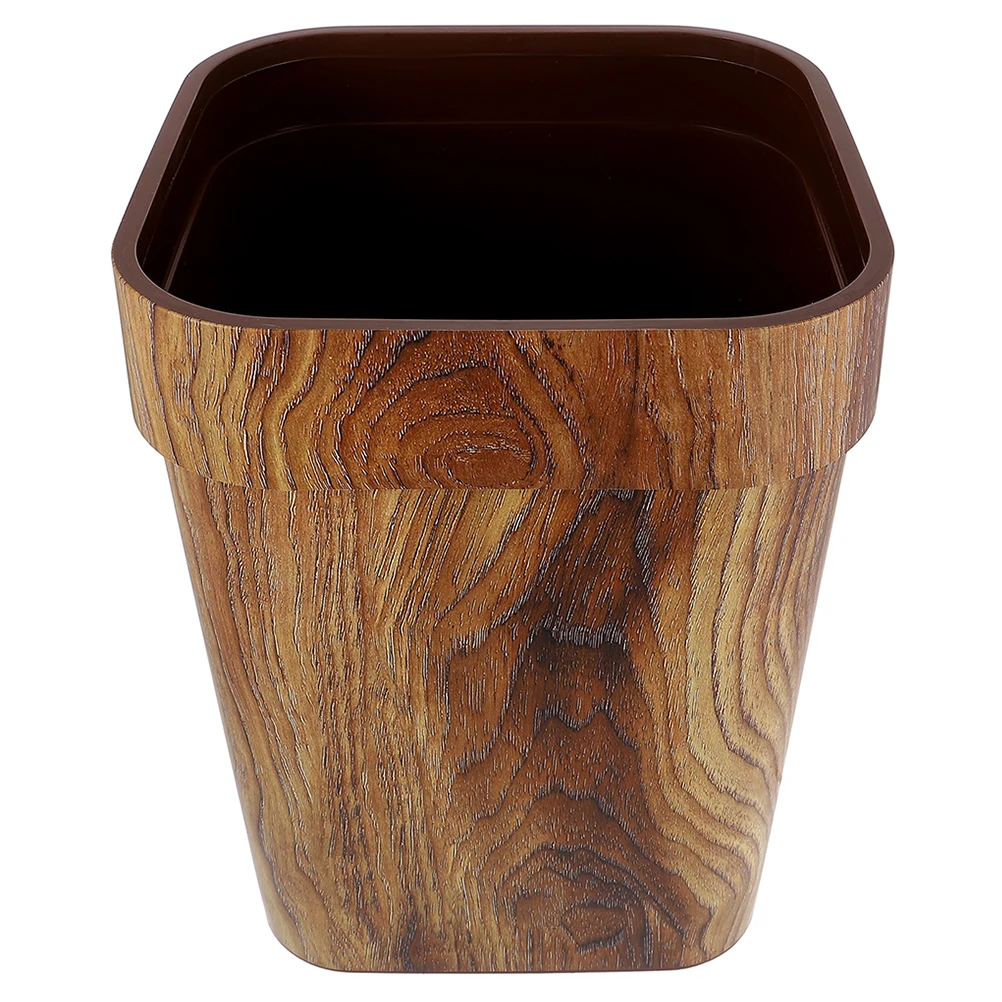 

Square Wood Grain Trash Can 12L 21.6x21.6x29.5cm Large Capacity Waste Basket Bathroom Home Office Kitchen BedroomReusable