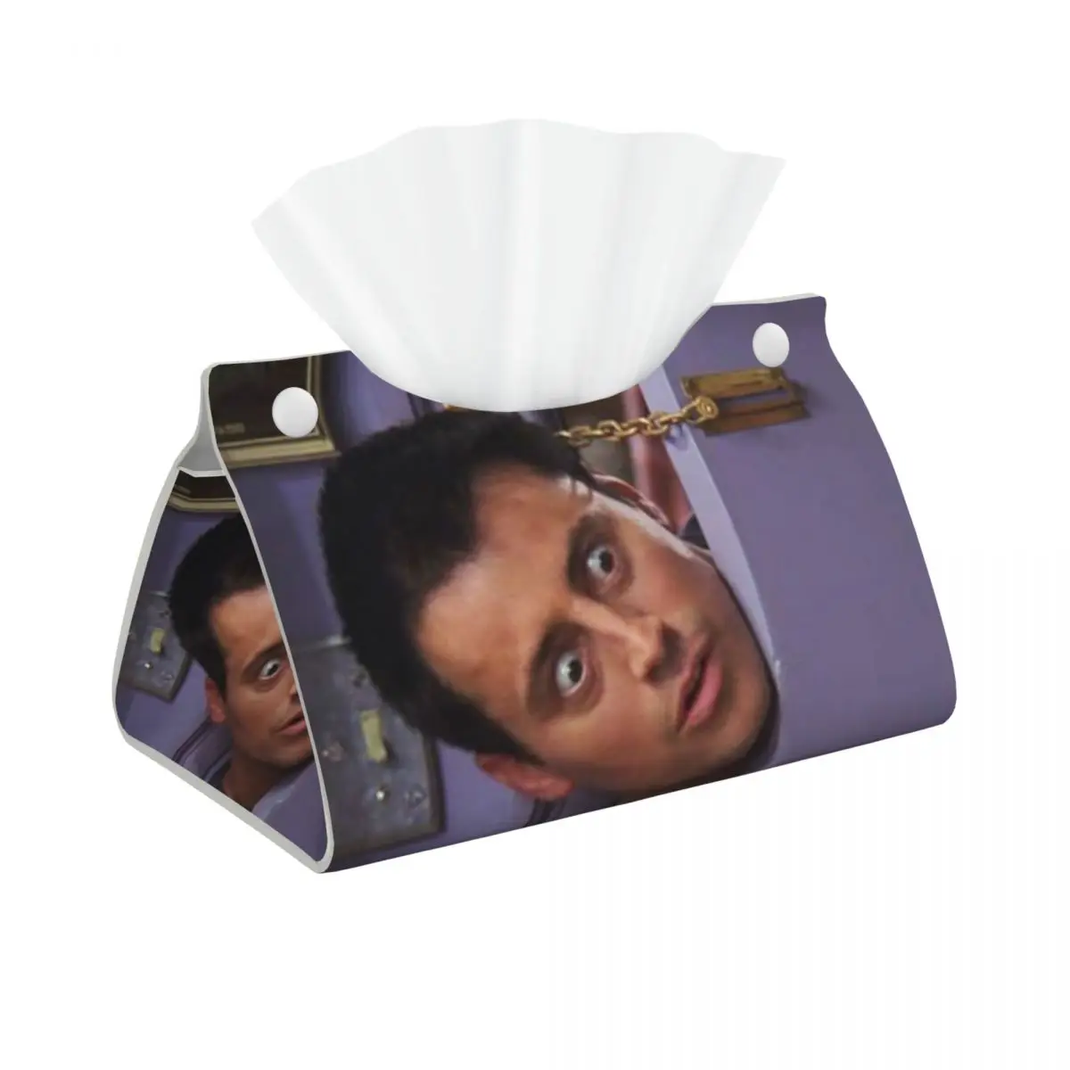 Custom Funny Joey Tribbiani Tissue Box Holder Rectangular Classic TV Show Friends PU Leather Facial Tissue Box Cover for Office