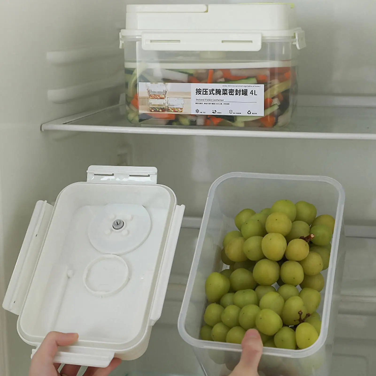 

Korean Pickle Container Press-type 4L Airtight Pickling Storage Pickle Box Household Pickled Vegetable Sealed Box For Kitchen