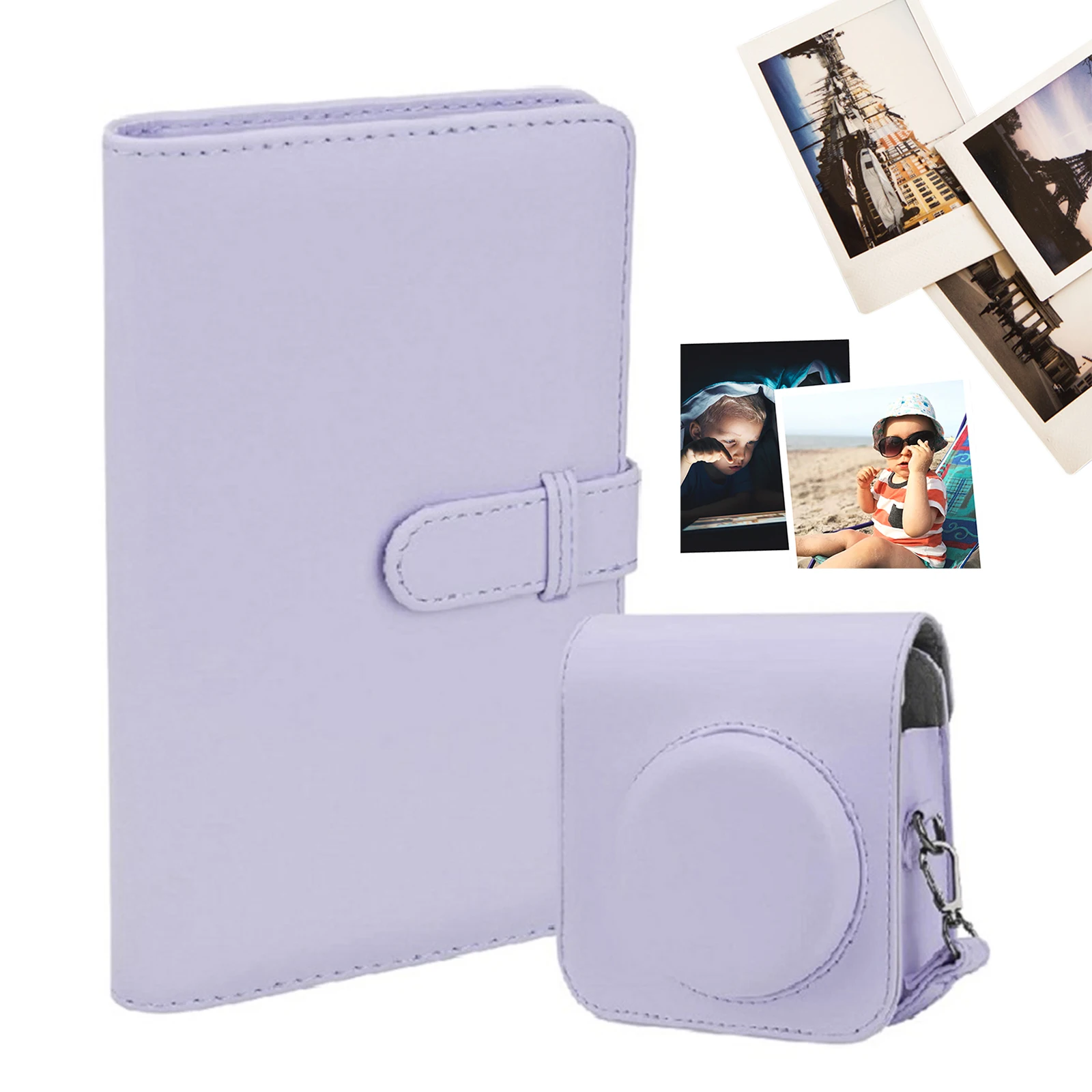 PU Leather Protective Camera Bag for for instax Mini 12/11 with Shoulder Strap Shockproof Camera Bag Wallet Album Book