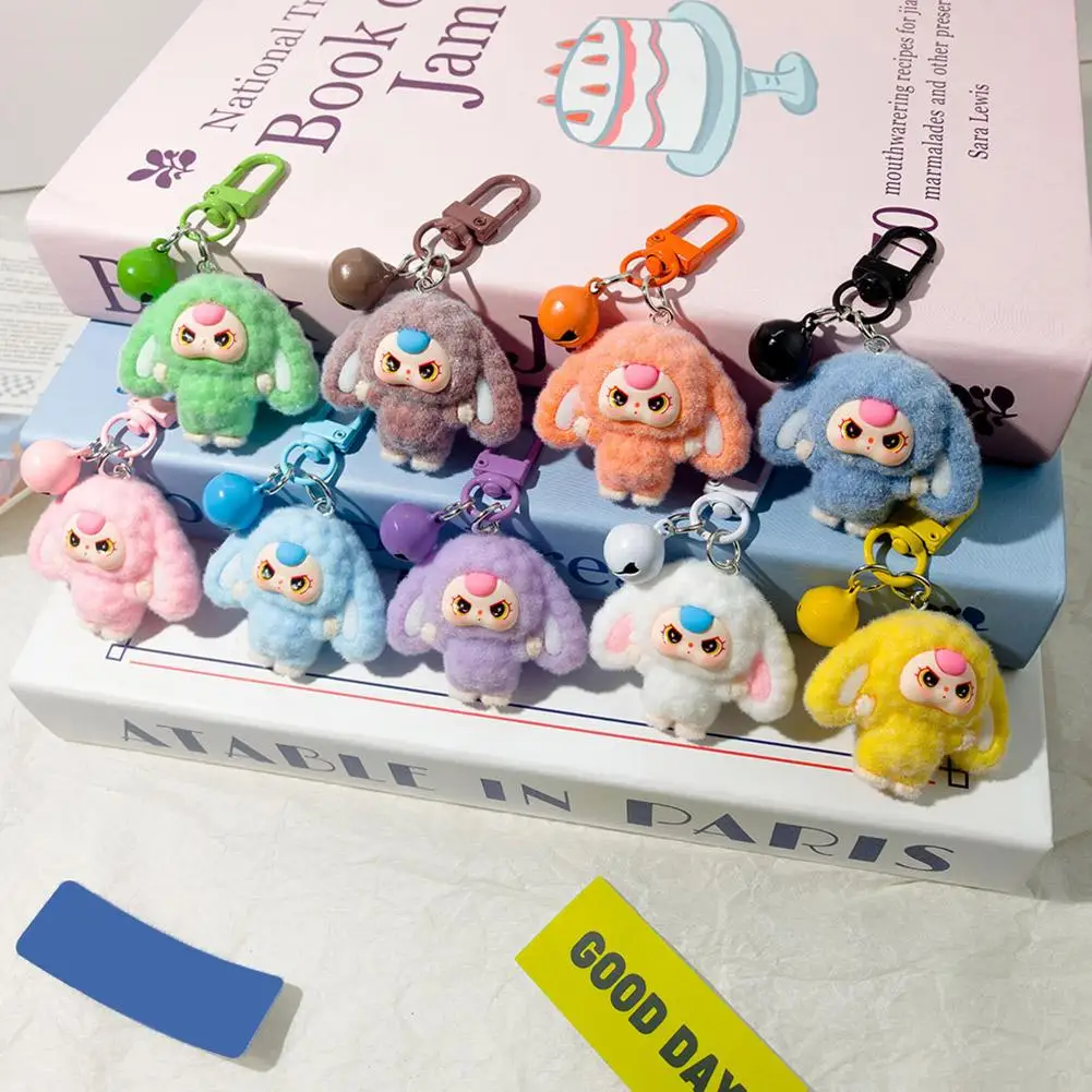 Babythree Kawaii Mini Keychains Flocking Backpack Pendant Key Chain Pendant Doll Cute Backpack Keyring Pendant Gifts for Girls