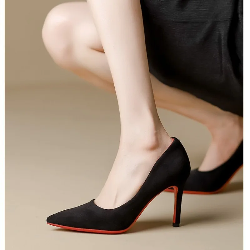 

Women's Red Shiny Bottom High Heels Brand High Heels 12 cm Sexy Matte Party Pointed Wedding Shoes Shallow Mouth Single Shoes
