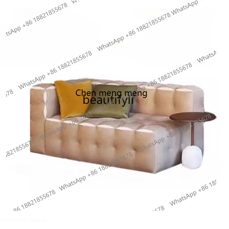 Designer Italian minimalist living room fabric burst pulp sofa small apartment straight row matte cloth