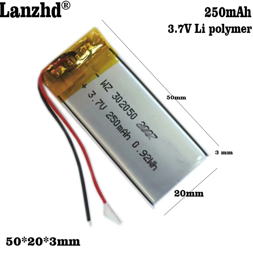 

1-10pcs 302050 3.7V 250mAh Lithium Polymer Li-po li ion Battery For Intelligent wearable LED light signal Mp3 MP4 products