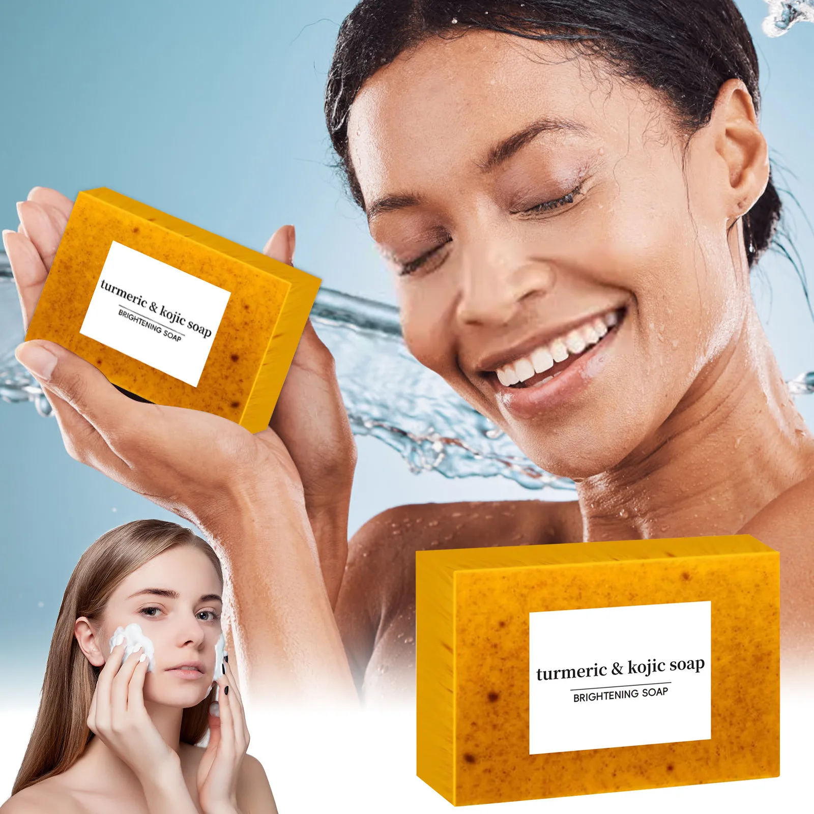 100g 1/3/5PCS Turmeric Lemon Granular Soap, Skin Brightening Reduces Dark Spots, Hyperpigmentation Other Skin Damage, Gift