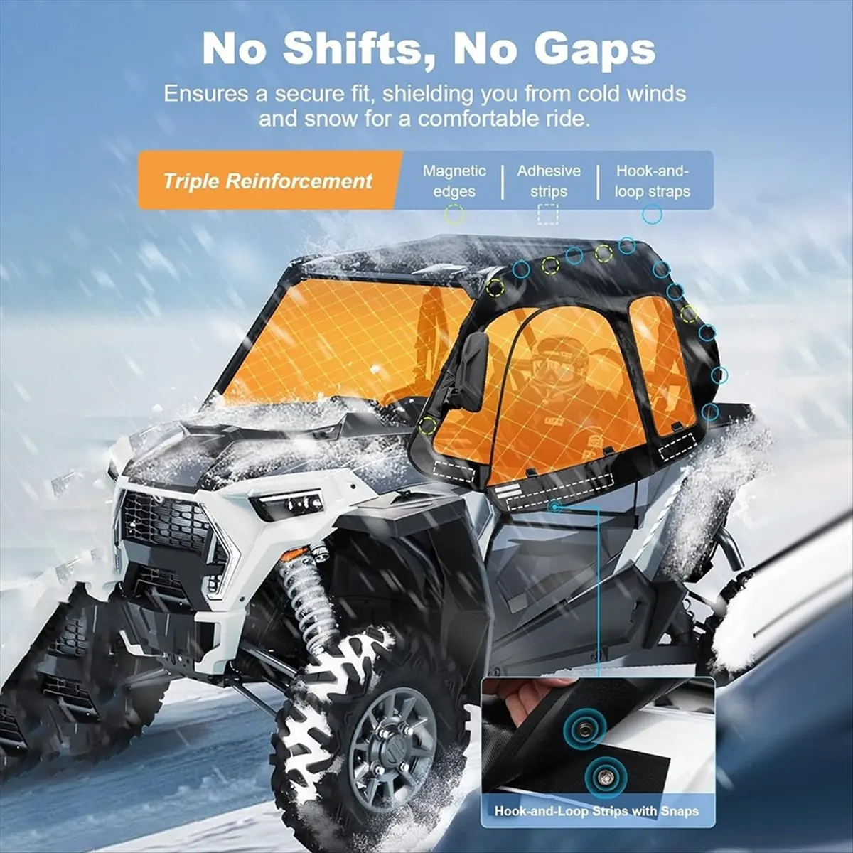 【~ New ABLP】Soft Upper Doors Soft Window Wind Deflector for RZRXP 1000/XP Turbo 2014-2023 UTV Soft Cab Enclosure Upper Doors