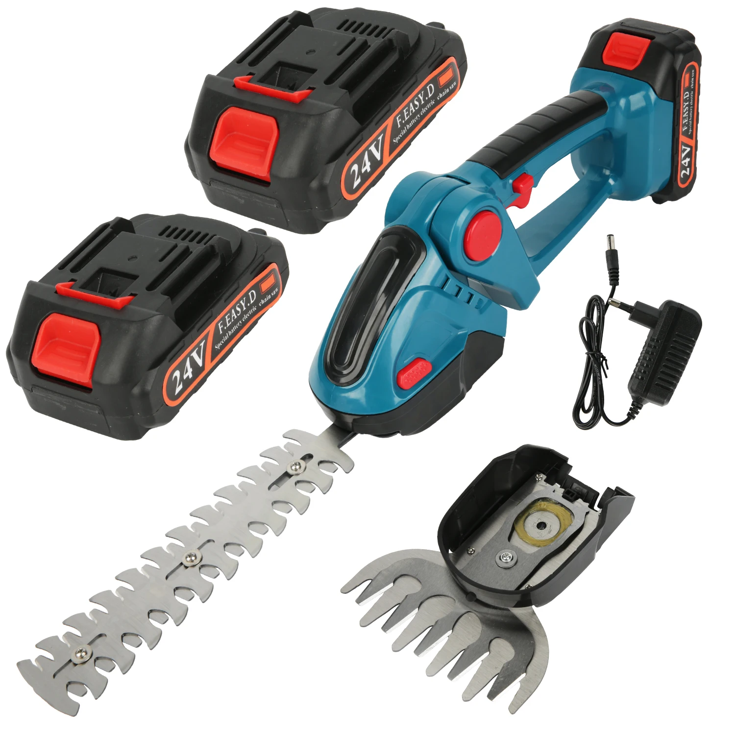 Tagliasiepi elettrico portatile senza fili 2 in 1, cesoia per erba ad alta velocità 20000RPM 0 ° Tagliaerba e arbusti regolabile per lavori di giardinaggio
