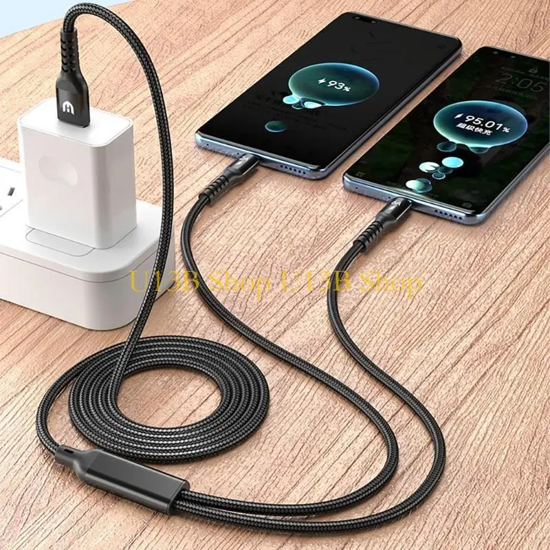 U13B 다중 충전 케이블 USB에서 USB C 충전기 케이블 2 in 1 다중 충전 코드 타입 C 커넥터가있는 다중 충전 코드