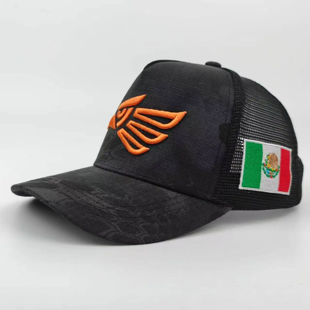 Mexican Style Eagle Embroidery Half Net All Year Round Casual Breathable Unisex Baseball Cap