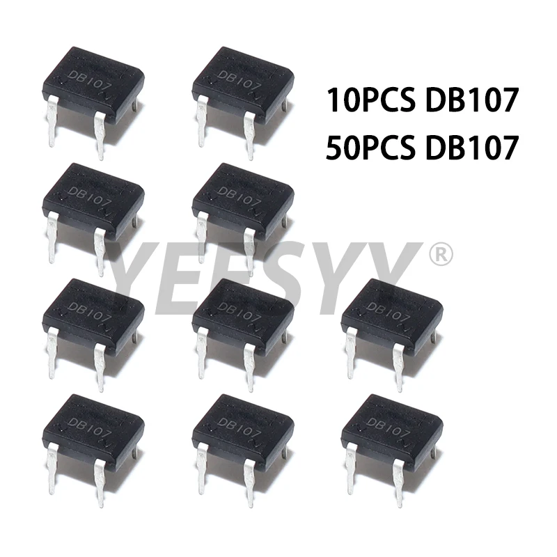 10-50PCS DB107 Diode Bridge 1A 1000V DIP4 Single Phases Diode Rectifier Bridges Electronica Componentes