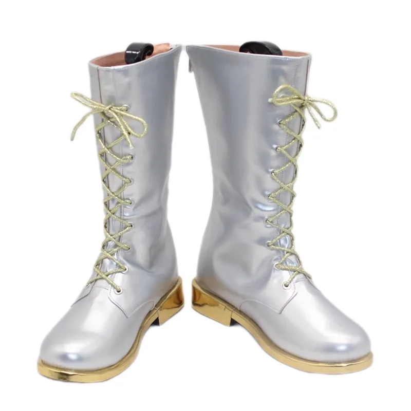 Zoey cosplay sapatos botas prateadas jogo kpop caçadores de demônios role play desempenho adereços para mulheres meninas