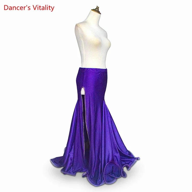 New Belly Dance Wear Competition Outfits Customized Satin Splicing Fishtail Skirt Oriental Indian Dancers Performance Costume