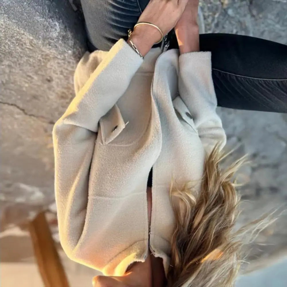 

2025 Autumn Women Jacket Stand Collar Woolen Coat Long Sleeve Woolen Coat With Pockets Women Winter Coat Woolen Outerwear