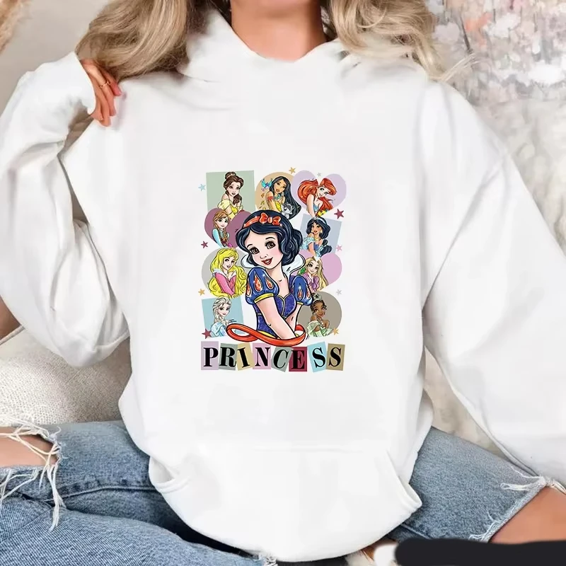 

MINISO 2025 Men's Disney Outdoor Sweatshirt Tops Women's Cute Snow White Hoodie Cartoon Print Hoodie Women's Casual comfortable