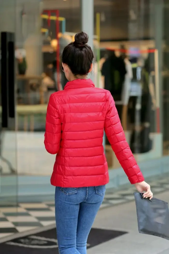 M-8XL White Duck Down Jacket for Women Winter Warm Down Coat Light Weight 2023 New Stand Collar Pocket Zipper Casual Outerwear