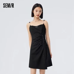 Semir Dress Women irregolare Slim Halter gonna Slim Dress estate 2024 New Tie Little Black Dress Sweet Cooler