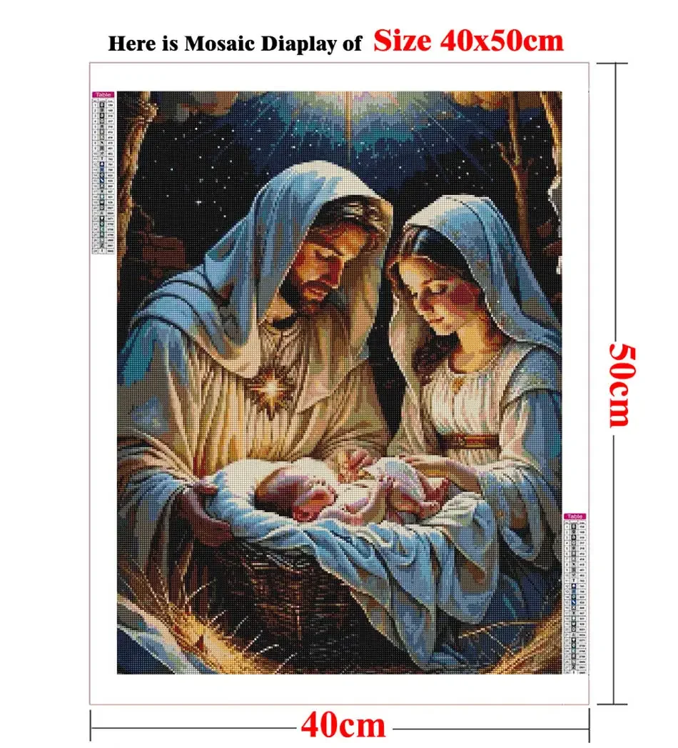 Diamond Painting Religion Holy Family DIY Full Drill Diamond Embroidery Nativity Scene Cross Stitch Decor Holiday Gift