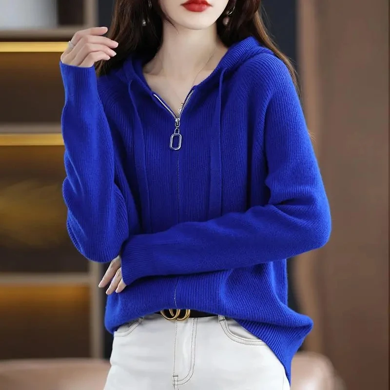 Women Cardigans 2024 Autumn Winter Zipper Knitwears Long Sleeve Warm Knit Cardigan Korean Fashion Spring casual Sweater