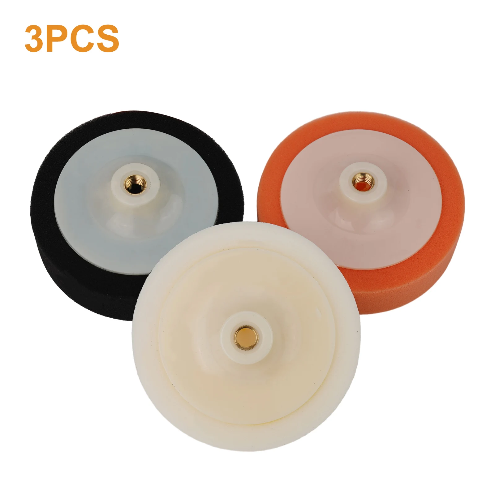 3pcs Automotive Polishing Pads 150mm Round Foam with For M14 Thread for Use on Rotary and Random Orbital Tools