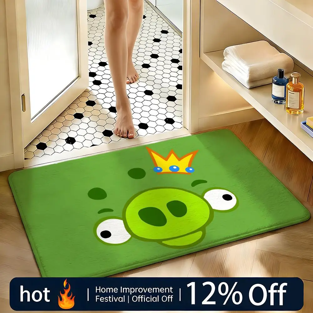 Tapete Macio Absorvente Antiderrapante para Jogos Angry Birds, Tapete de Chão para Decoração de Casa, Capacho, Tapete para Quarto, Tapete para Banheiro