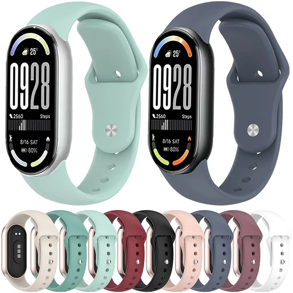 Sport Silicone Strap for Xiaomi Mi Band 10 9 8 Smart Watch Accessories for Xiaomi Mi band 10 mi 9 NFC Bracelet Wristband Correa