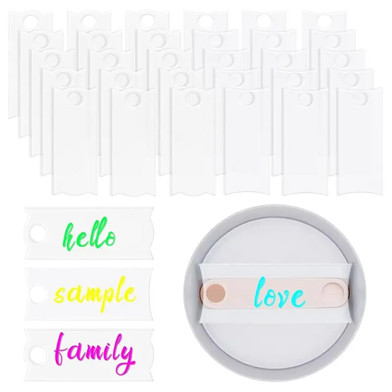 DT19 30PCS Sublimation Acrylic Name Plates Holder, for 40 OZ Cup Lid, Transparent Sublimation Blanks for