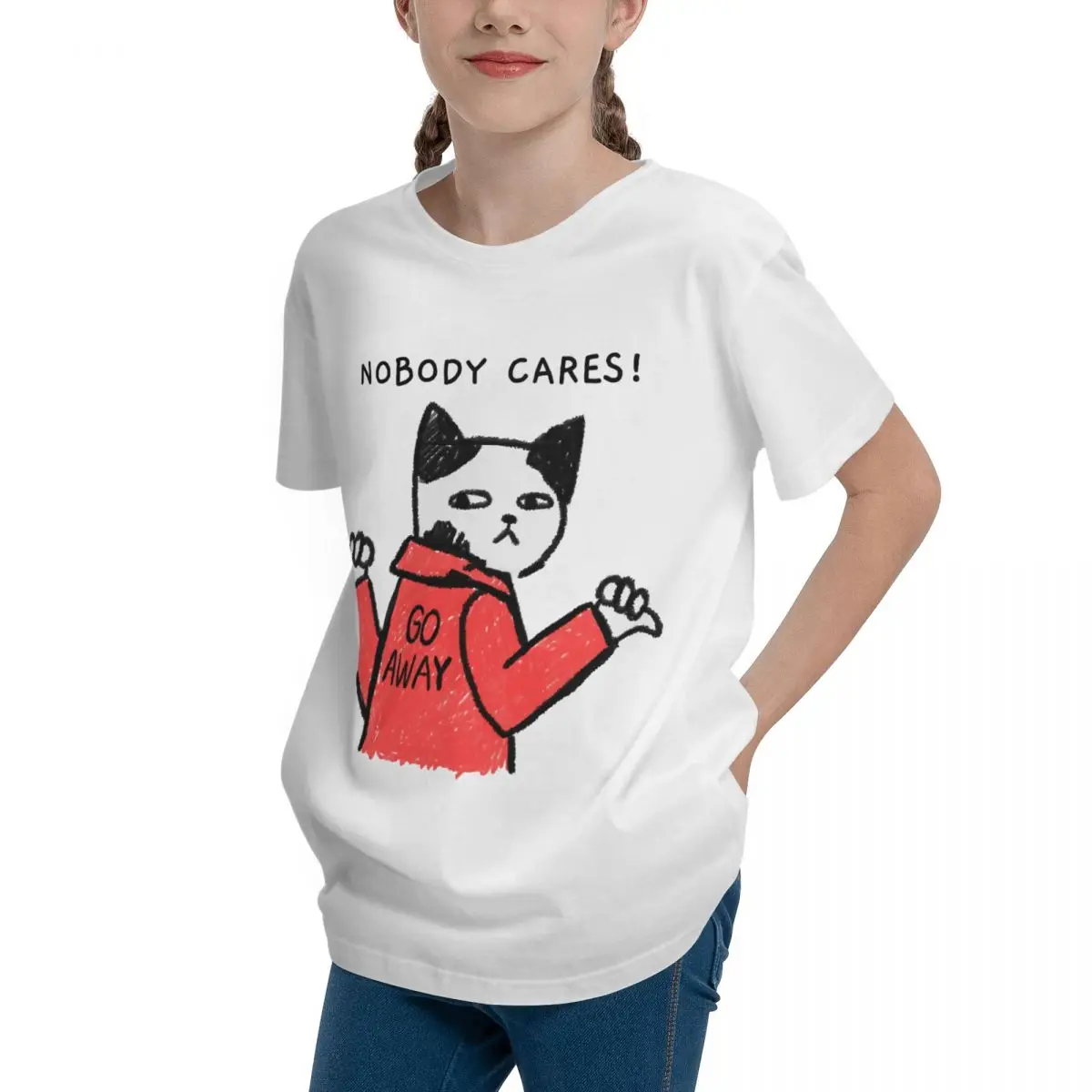 Adolescents Nobody Cares Go Away For Sale Basic Short Sleeve T-Shirt Funny Joke Round neck Tees Casual Graphic High grade