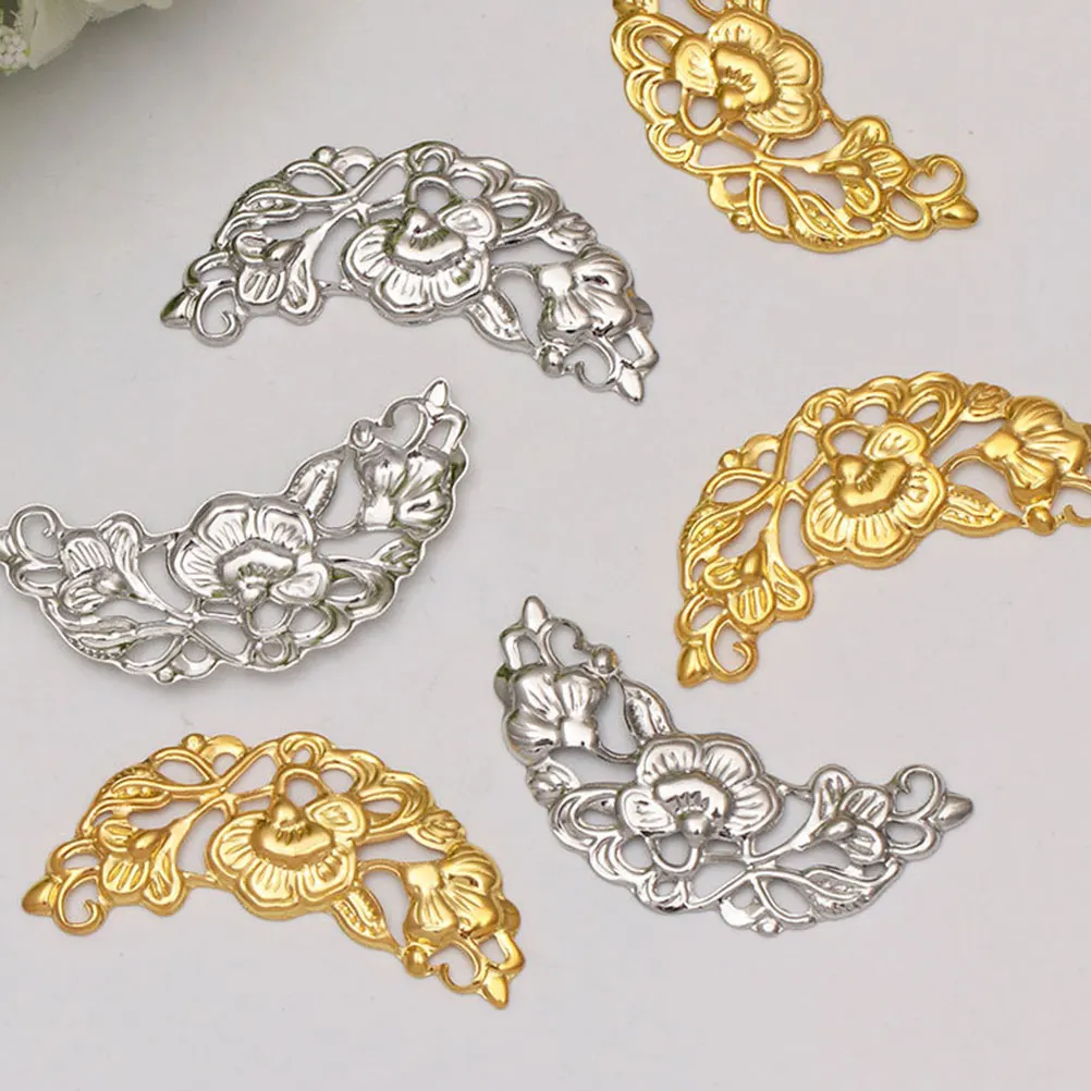 

100 Pcs Charm DIY Hairb Iron Crescent Accessories Part Iron Accessories Material Bright Color Women Headdress Craft Durable