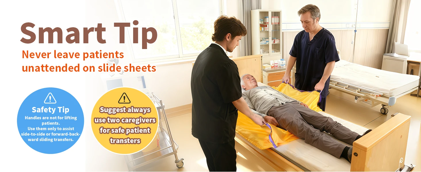 Ehucon Tubular Transfer-Gleitmatte für den Patiententransport, Ausziehbare Gleitplatte mit Griffen, Gelb, 220 LBS – Detail 1