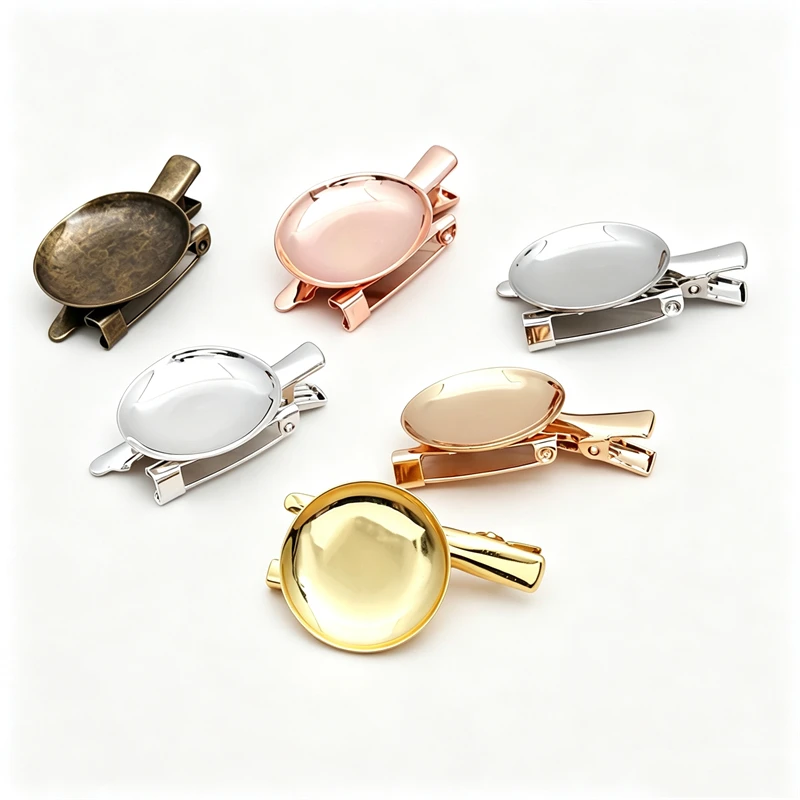 BoYuTe Dual Use Hair Clip Brooch Pin Base Multi-Color Plated 25mm Blank Bezel for DIY Jewelry Making Findings
