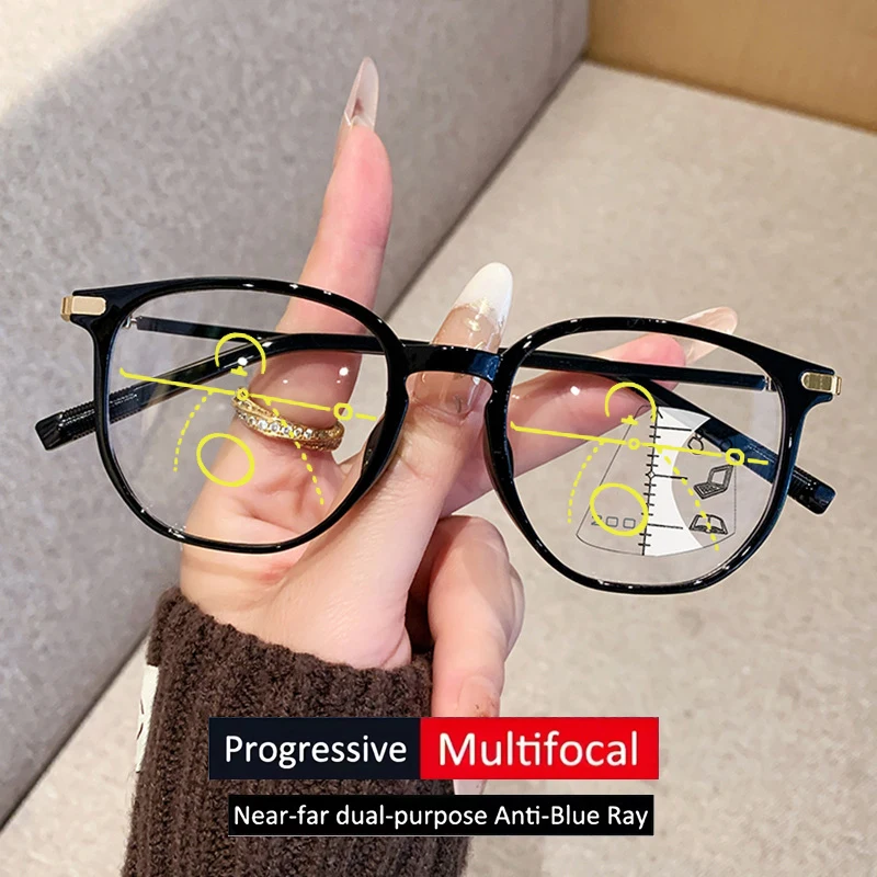 Multifokale Anti-Blaulicht-Lesebrille für Erwachsene. Doppelfunktionsbrille zum Lesen sowohl in der Nähe als auch in der Ferne.8110