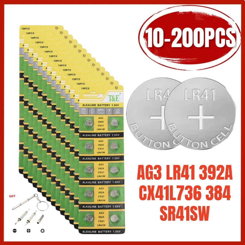 10-200PCS AG3 LR41 L736 392 384 192 Button Batteries1.5V Alkaline Button Cell Battery for Watch Toy Clock Car Remote Control