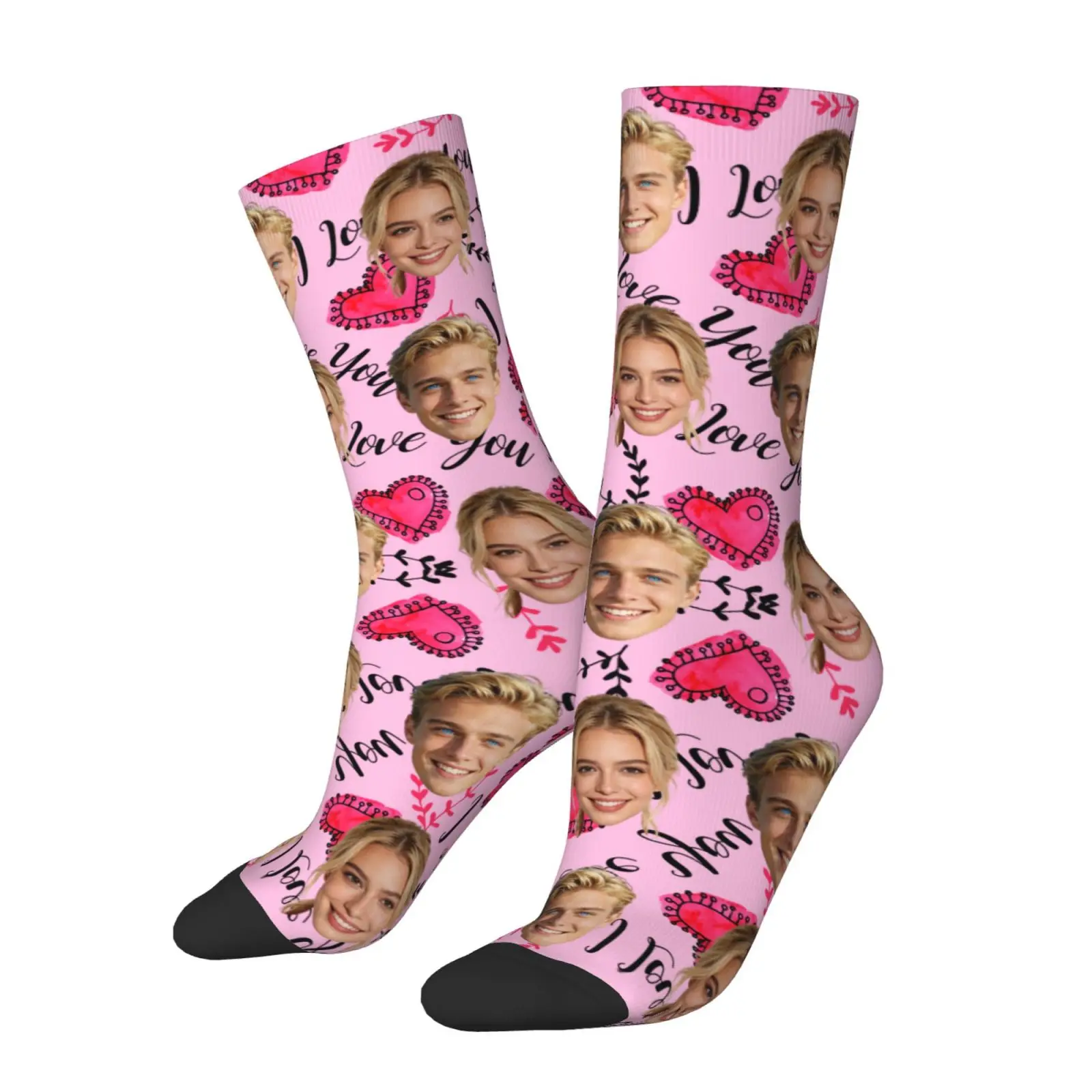Custom face pattern socks unisex personalized fun socks with face pattern custom with  Valentine's Day gift